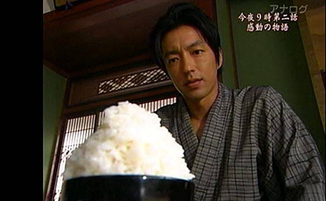 TBSドラマ『JIN -仁- 』の食事シーン（江戸末期）より～おかずが少なく、ご飯山盛り。1