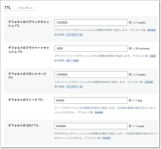 当サイトのキャッシュ時間(TTL)及びクロール間隔①